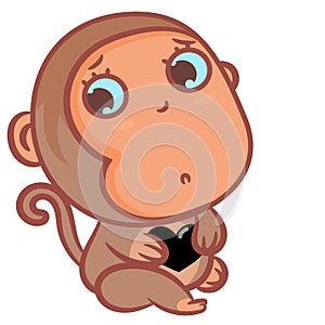 Cute little monkey gesture scene