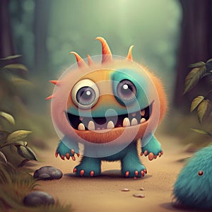 cute little monster character design background