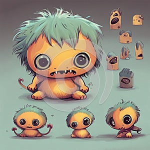 cute little monster character design background