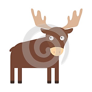 Cute little moose isolated. Cartoon animal character for kids cards, baby shower, invitation, poster, t-shirt, house decor. Vector