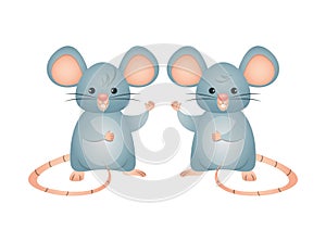 Cute little mouses isolated icons