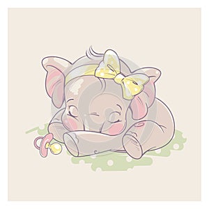 Cute little elephant as baby girl.