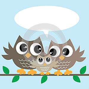 Cute little owl family