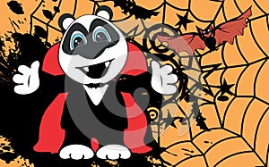 Cute little panda bear hug dracula costume halloween backgorund