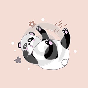 Cute little panda falls. Cartoon style