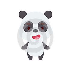 Cute little panda on white background. Cartoon animal character for kids cards, baby shower, birthday invitation, house interior.
