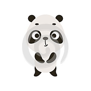 Cute little panda on white background. Cartoon animal character for kids cards, baby shower, invitation, poster, t-shirt