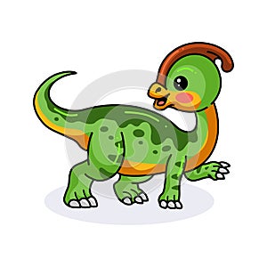 Cute little parasaurolophus dinosaur cartoon