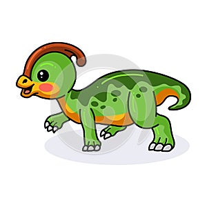Cute little parasaurolophus dinosaur cartoon