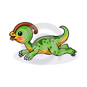 Cute little parasaurolophus dinosaur cartoon