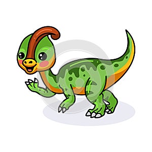 Cute little parasaurolophus dinosaur cartoon