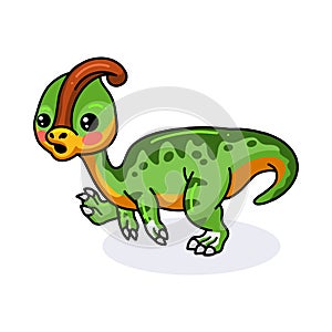 Cute little parasaurolophus dinosaur cartoon