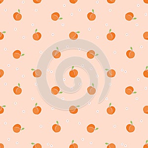 Cute little peach fruit seamless pattern