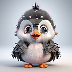 Cute Little Penguin Figurine - High-quality 3d Rendered Fashion Feather