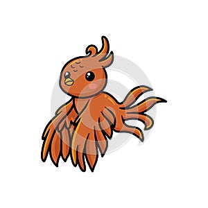 Cute little phoenix cartoon flying