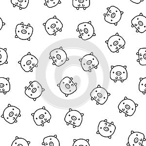 Cute little pig. Seamless pattern. Coloring Page