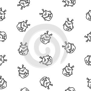 Cute little pig. Seamless pattern. Coloring Page