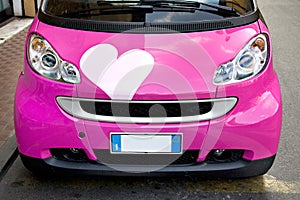 Cute Little Pink Car with a Heart