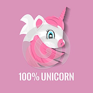 Cute little pink magical unicorn. Cartoon style unicorn for your t-shirt design. Vector illustration.