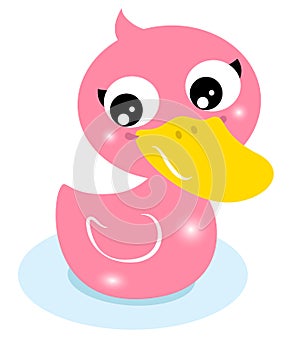 Cute little pink rubber duck