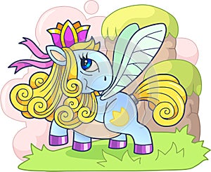 Cute little pony princess funny illustration