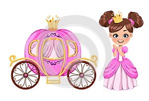 Cute little princess and carriage