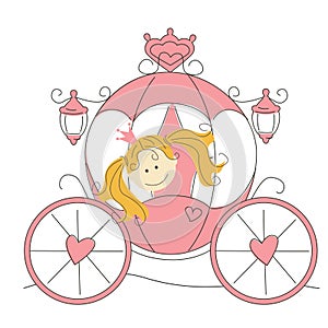 Cute little princess in the carriage