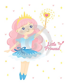 Cute little princess holding magic wand
