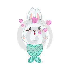 Cute little rabbit with a mermaid tail