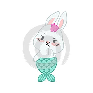 Cute little rabbit with a mermaid tail
