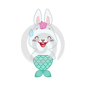 Cute little rabbit with a mermaid tail