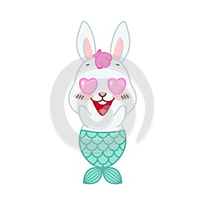 Cute little rabbit with a mermaid tail