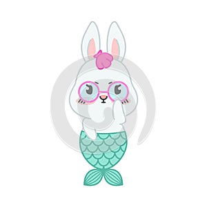 Cute little rabbit with a mermaid tail