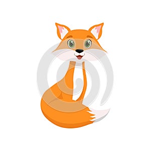 Cute little red fox, lovely animal cartoon character vector Illustration