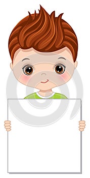 Cute Little Redheaded Boy Holding Blank Frame to Customise your Text