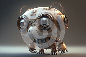 Cute little robot with big eyes. Illustration.