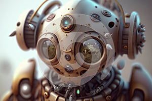 Cute little robot with big eyes. Illustration.