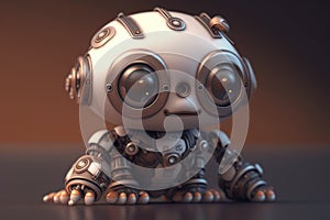 Cute little robot with big eyes. Illustration.