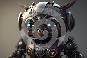 Cute little robot with big eyes. Illustration.