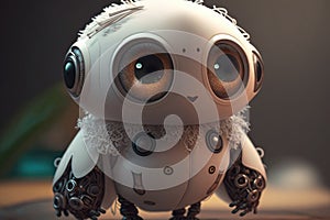 Cute little robot with big eyes. Illustration.