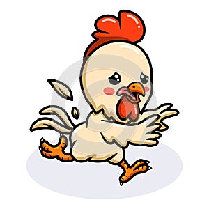 Cute little rooster cartoon running