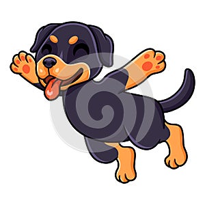 Cute little rottweiler dog cartoon jumping