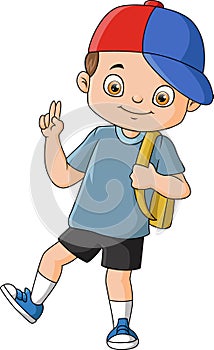 Cute little school boy cartoon