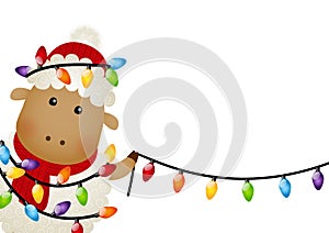 Cute little sheep with ligh bulbs photo