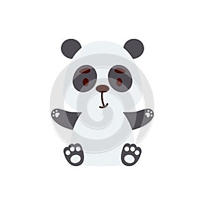 Cute little sitting panda. Cartoon animal character design for kids t-shirts, nursery decoration, baby shower, greeting cards,