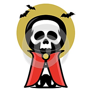 Cute little skeleton mascot design with halloween costume