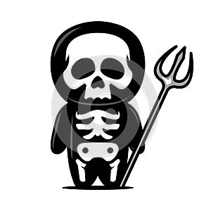 Cute little skeleton mascot design with halloween costume