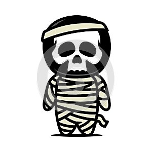 Cute little skeleton mascot design with halloween costume