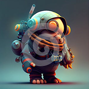 Cute little soldier 3D game character prototype concept made with Generative AI