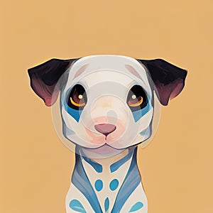 Cute little spotted puppy portrait. Dalmatian dog icon. Cute dolmatian dog. Digital illustration. AI-generated